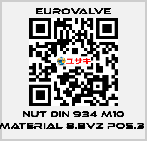 NUT DIN 934 M10 MATERIAL 8.8VZ POS.3  Eurovalve