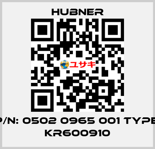 p/n: 0502 0965 001 Type; KR600910 HUBNER