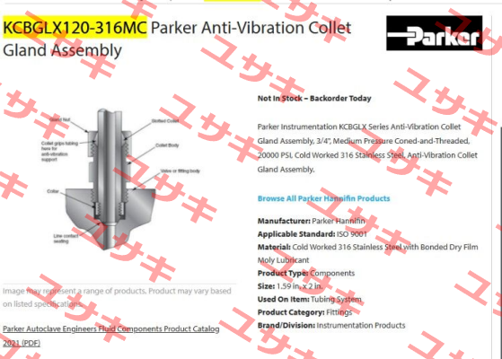 KCBGLX120-316MC Parker