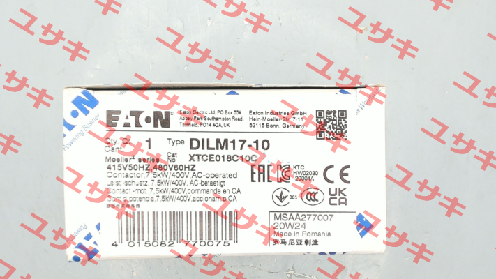 p/n: 277007, Type: DILM17-10(415V50HZ,480V60HZ) Moeller (Eaton)