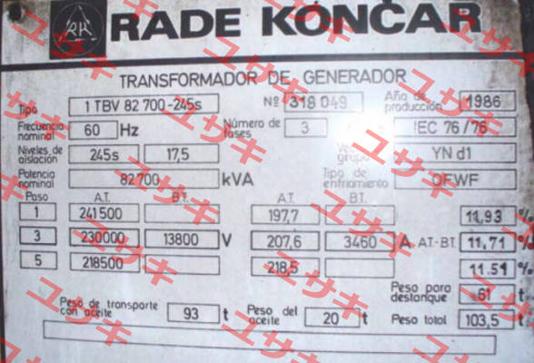 1 TBV 82 700-245s  RADE KONCAR