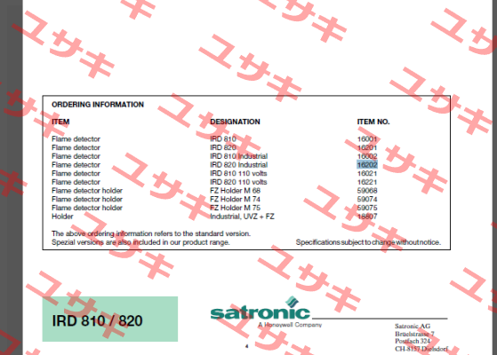 IRD 820 Industrial, 16202 - IRD820 Satronic