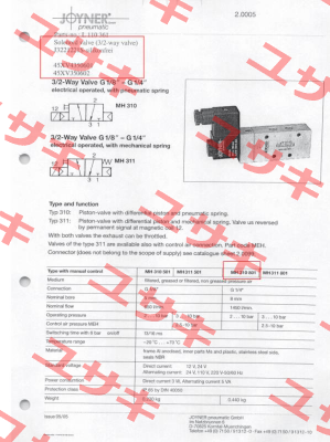 J3221221S, Type: MH 310801 G1/4 Joyner Pneumatic