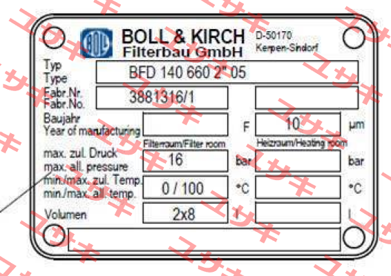 Type: BFD 140 660 2*05 Boll Kirch