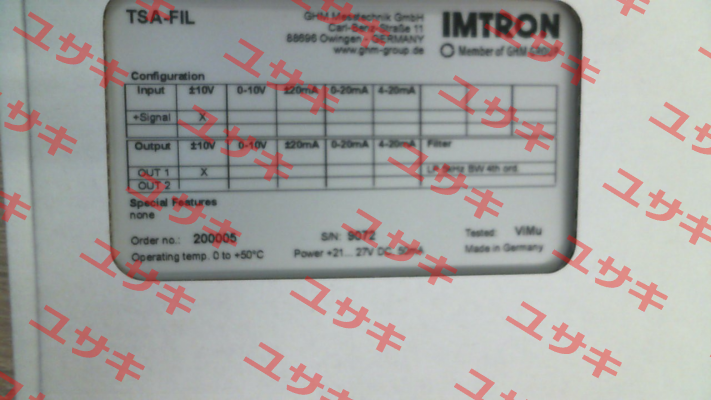 501542 - TSA-FIL1-V1-5K-BW-V1 Imtron