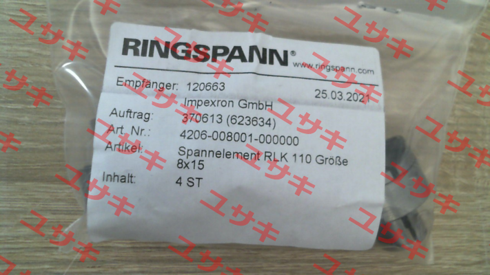 p/n: 4206-008001-000000, Type: RLK 110-8 x 15 Ringspann