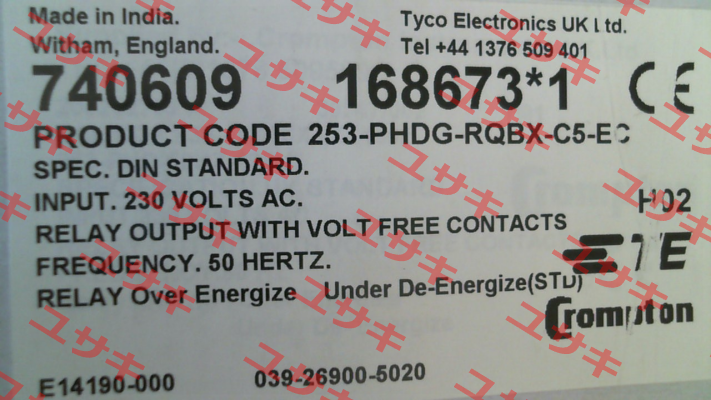 253-PHDG - 230V/50Hz CROMPTON INSTRUMENTS (TE Connectivity)