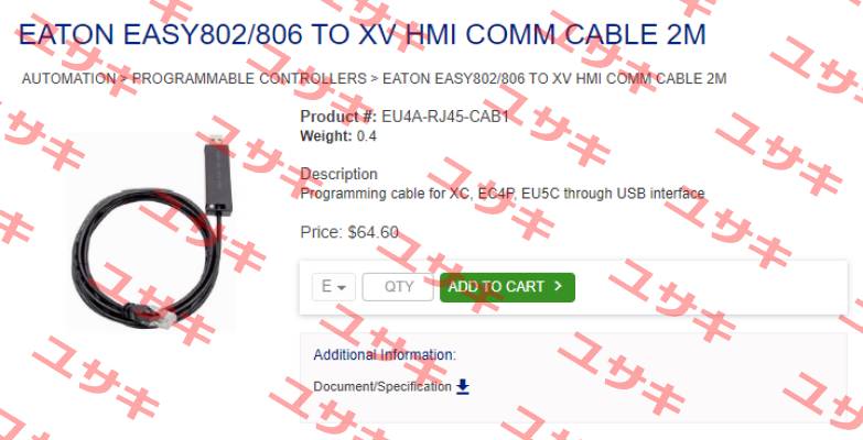 EASY802/806 - P/N EU4A-RJ45-CAB1 Moeller (Eaton)